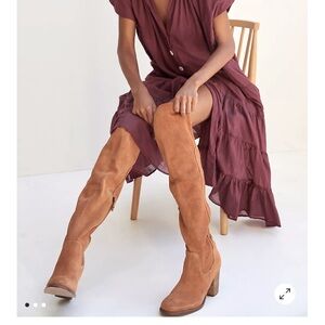 Kelsi Dagger Women’s Brooklyn Logan Over-The-Knee Boots Suede Honey Size 9